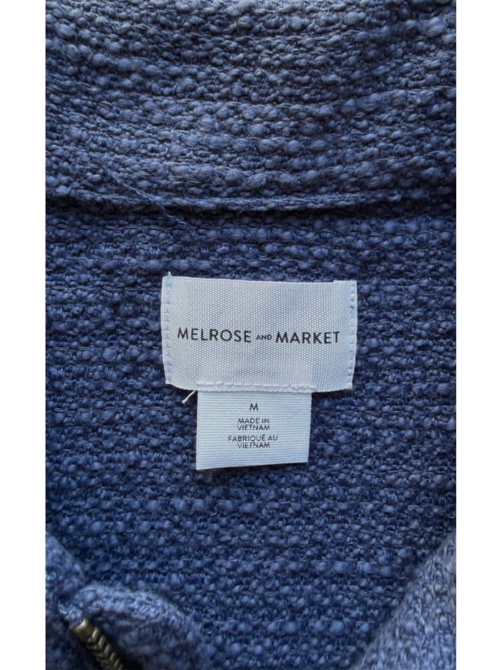 MELROSE AND MARKET NWT TEXTURED COTTON BLEND INDIGO BOMBER JACKET. SIZE M - Picture 8 of 9